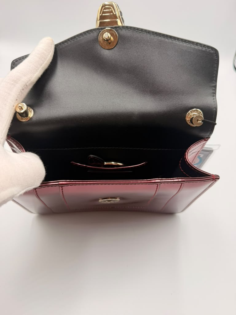 Bvlgari Serpenti Forever Flap Bag — Metallic Raspberry Patent Leather