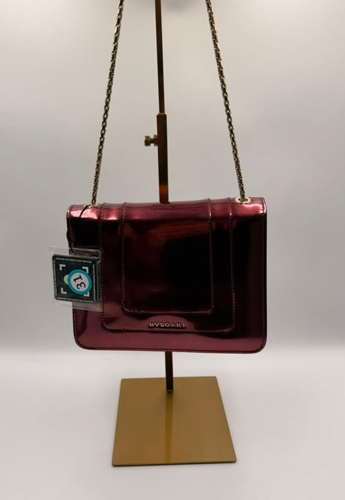 Bvlgari Serpenti Forever Flap Bag — Metallic Raspberry Patent Leather