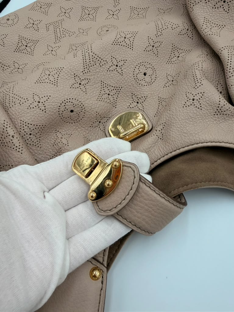 Louis Vuitton Mahina XL Hobo — Blush Pink Perforated Leather, Gold Hardware