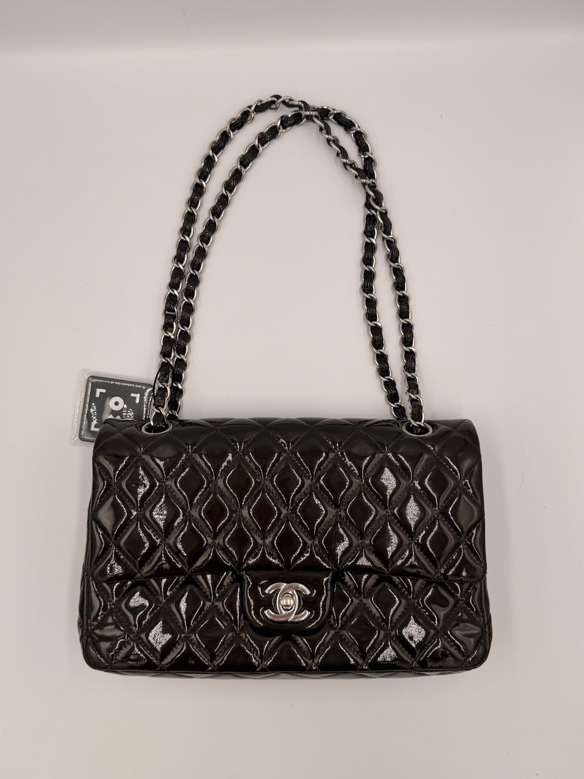 Chanel Classic Medium Double Flap Bag — Dark Brown Patent Leather