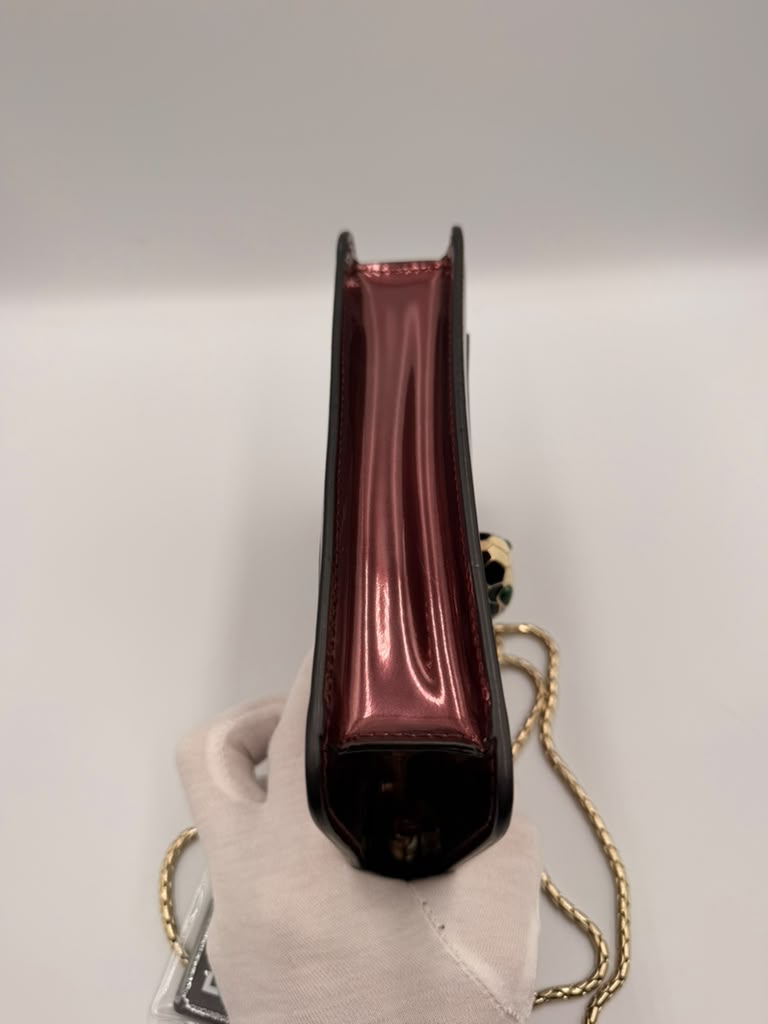 Bvlgari Serpenti Forever Flap Bag — Metallic Raspberry Patent Leather