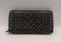 Christian Louboutin Panettone Zip Wallet — Black Patent, Multicolor Spikes