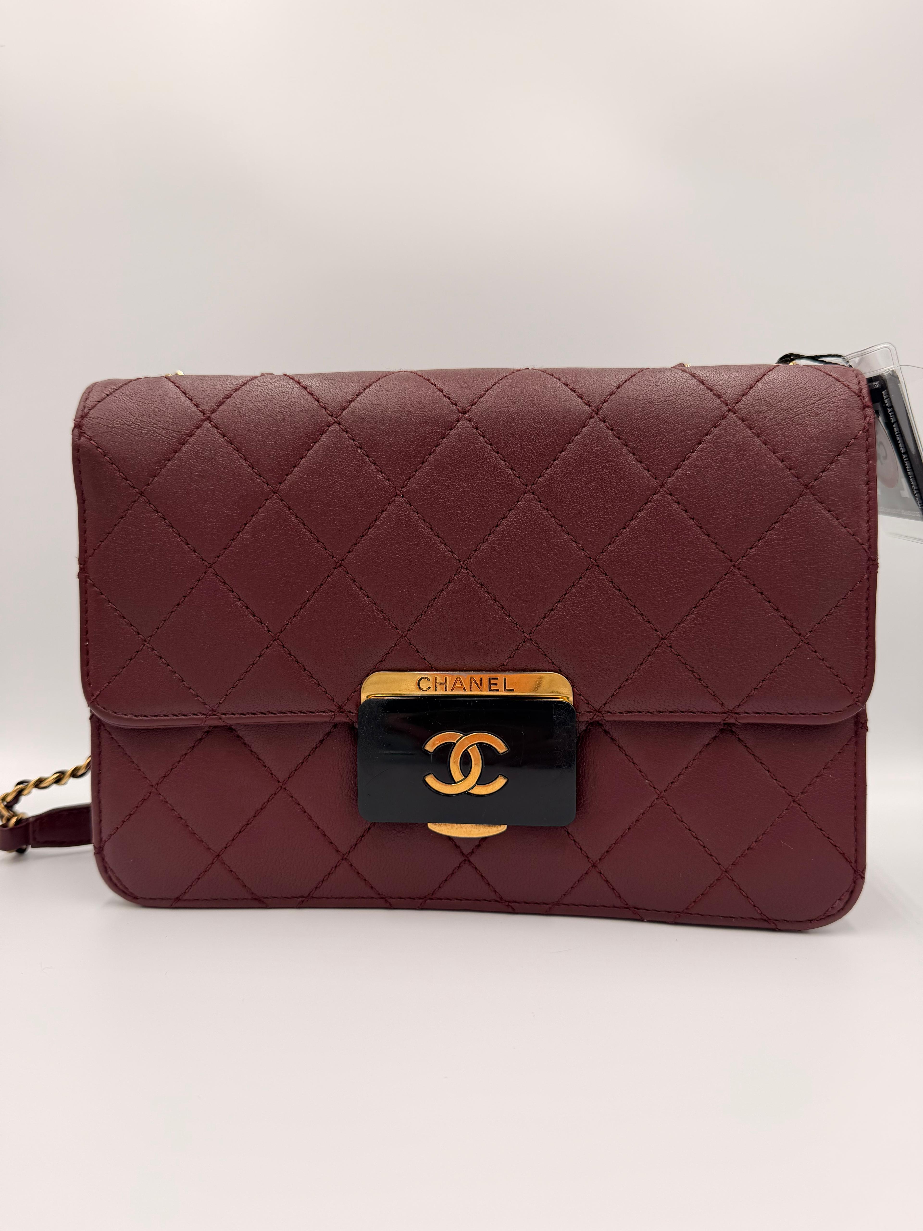 Chanel Beauty Lock Quilted Flap Bag — Burgundy