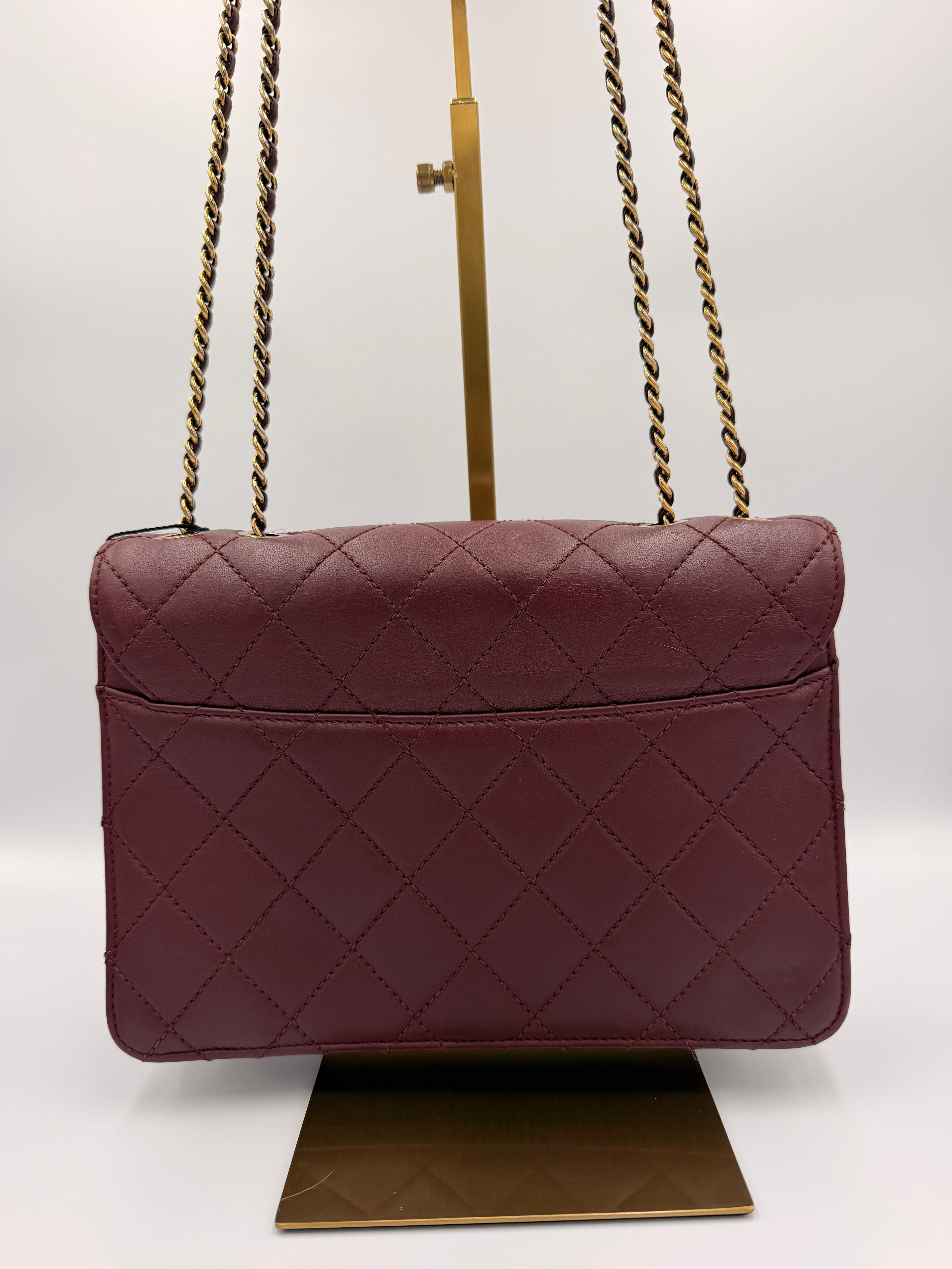 Chanel Beauty Lock Quilted Flap Bag — Burgundy