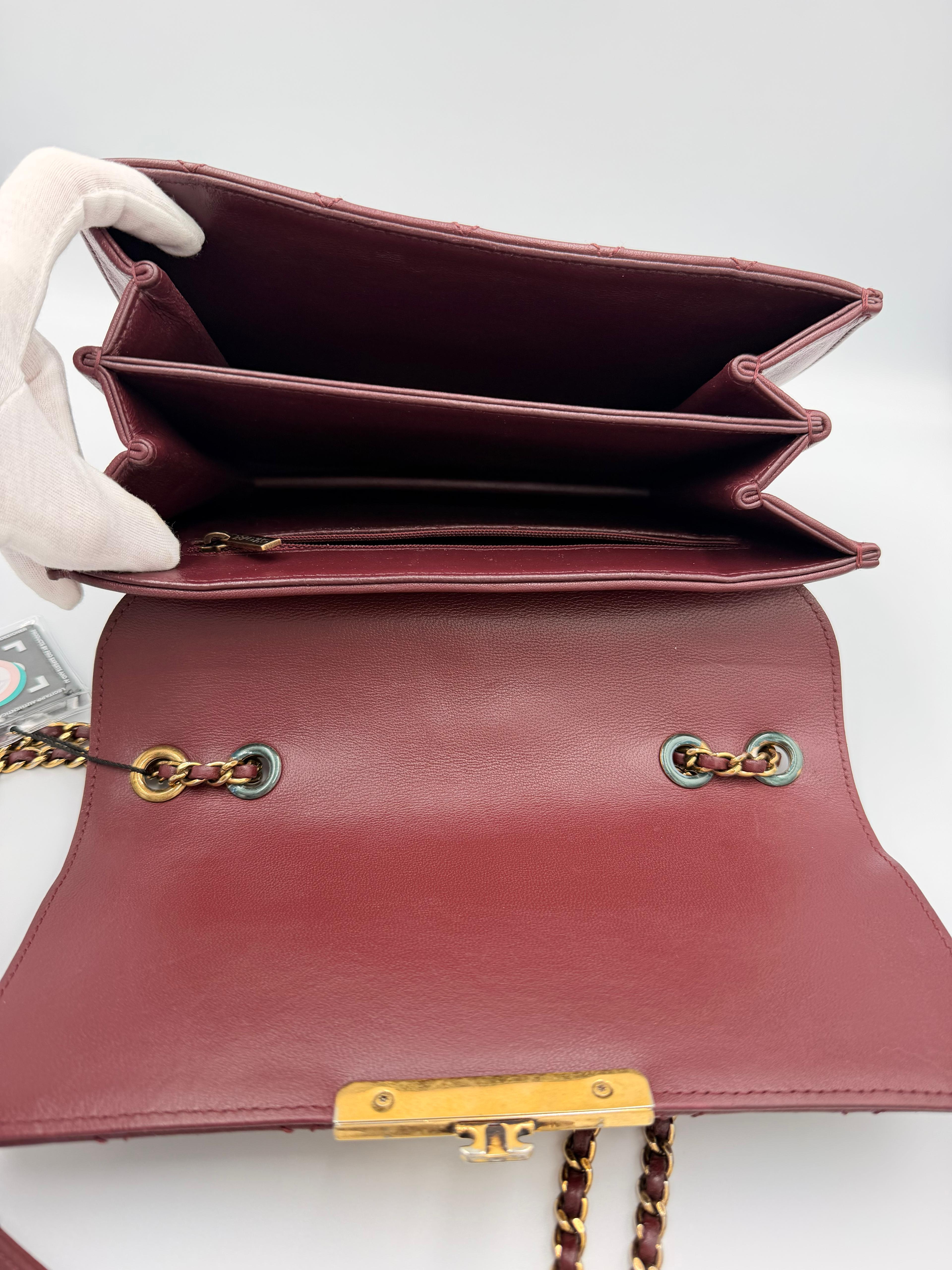Chanel Beauty Lock Quilted Flap Bag — Burgundy