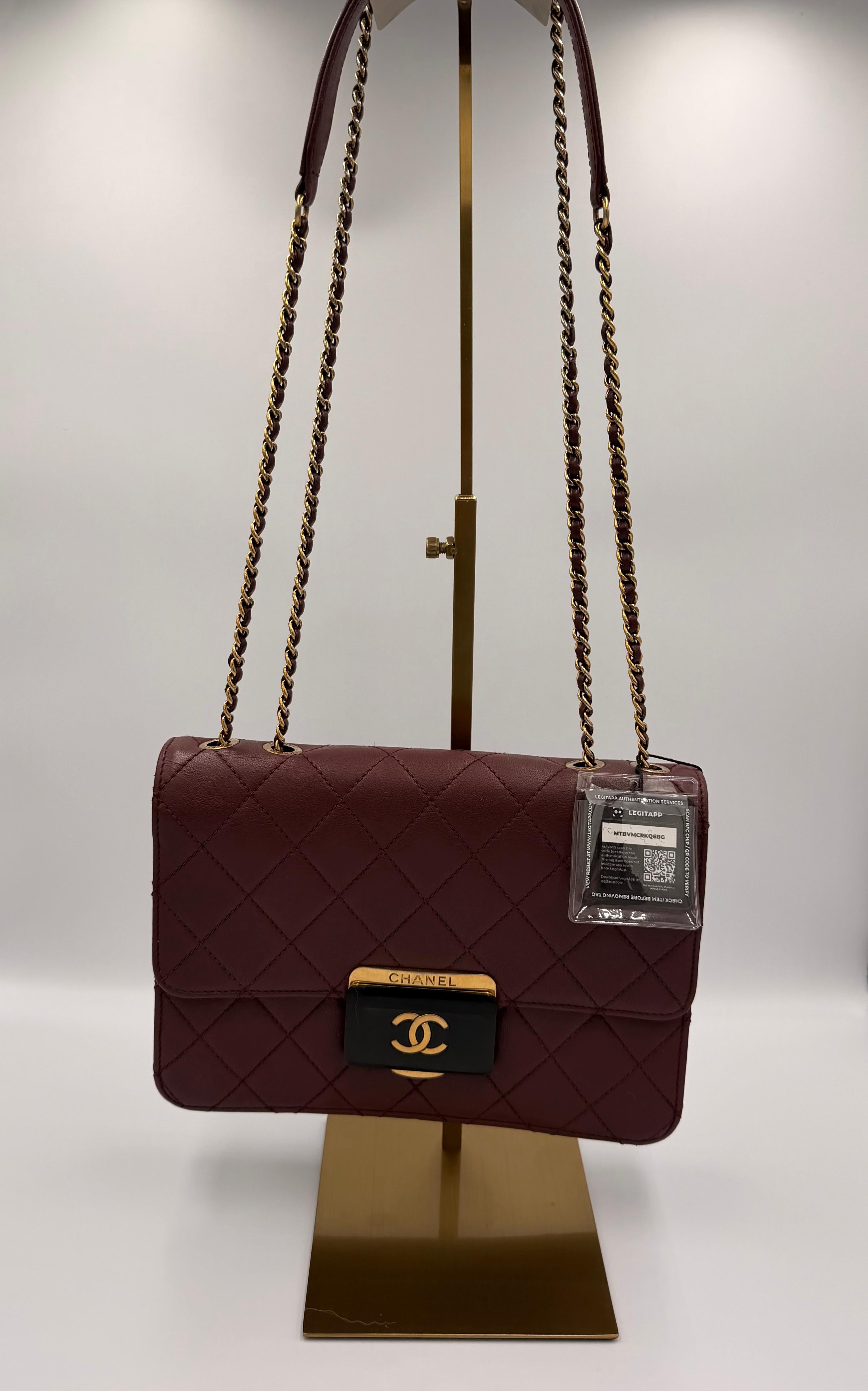 Chanel Beauty Lock Quilted Flap Bag — Burgundy