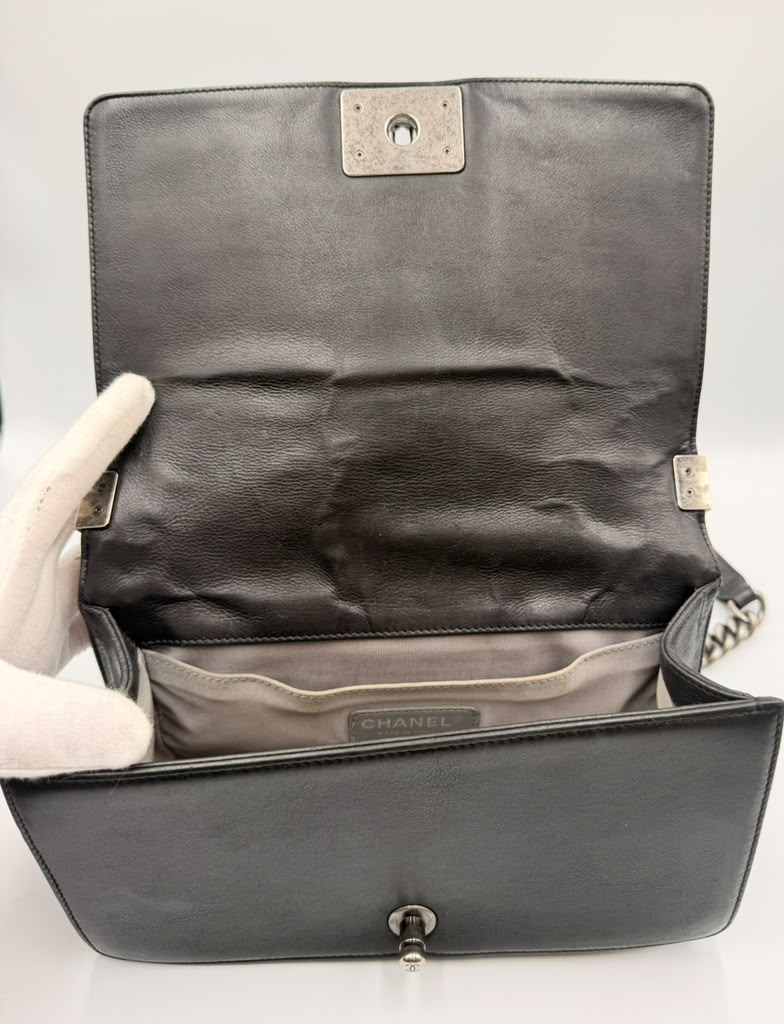 Chanel Boy Bag Old Medium — Black Quilted Calfskin, Ruthenium Hardware