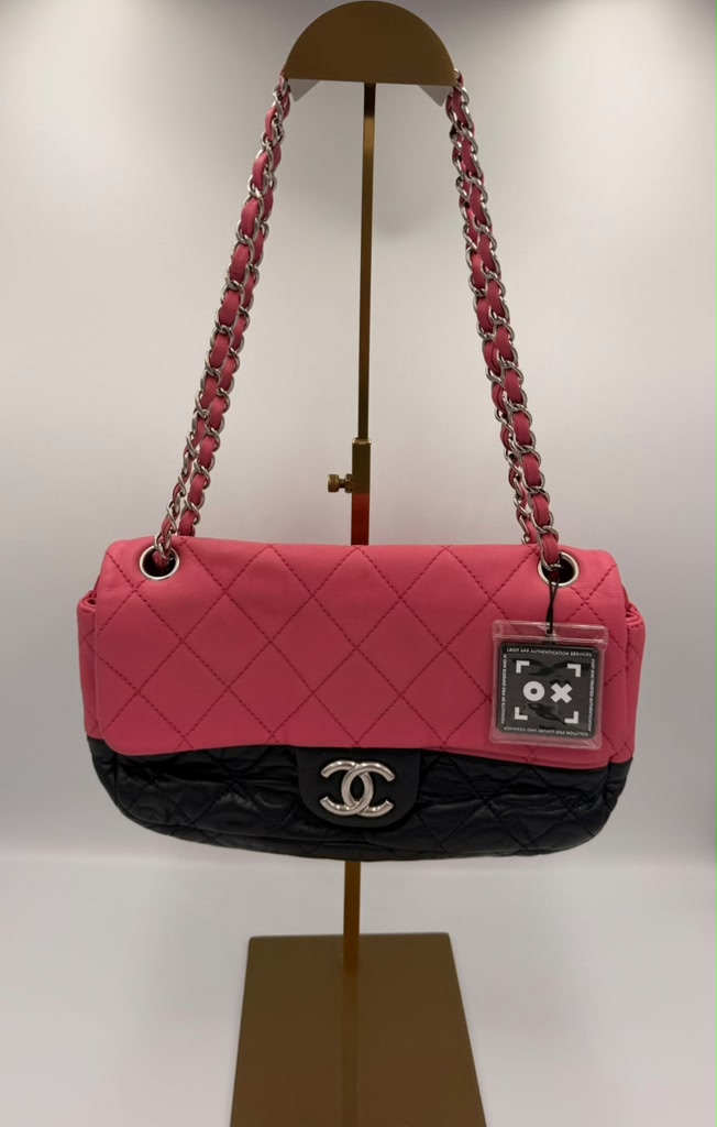 Chanel Bicolor Quilted Flap Bag — Pink/Navy Lambskin