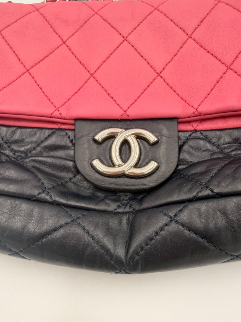 Chanel Bicolor Quilted Flap Bag — Pink/Navy Lambskin
