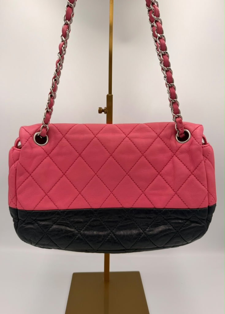 Chanel Bicolor Quilted Flap Bag — Pink/Navy Lambskin