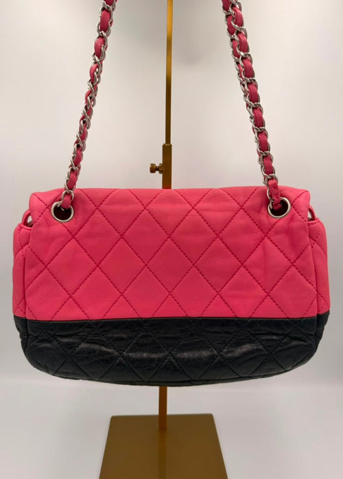 Chanel Bicolor Quilted Flap Bag — Pink/Navy Lambskin