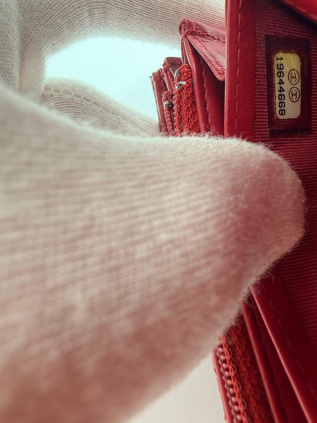 Chanel Chevron Flap Wallet on Chain — Red