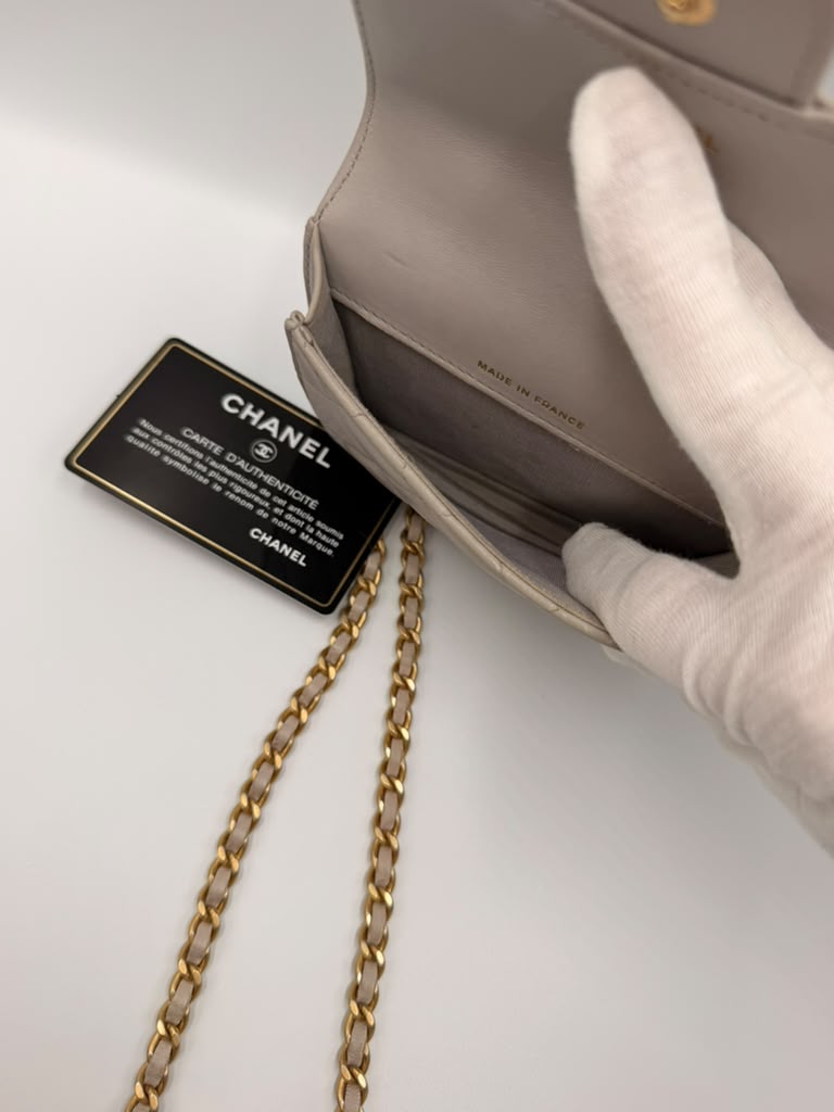 Chanel Mini Classic Flap with Top Handle — Light Blue Lambskin Aged Gold Hardware