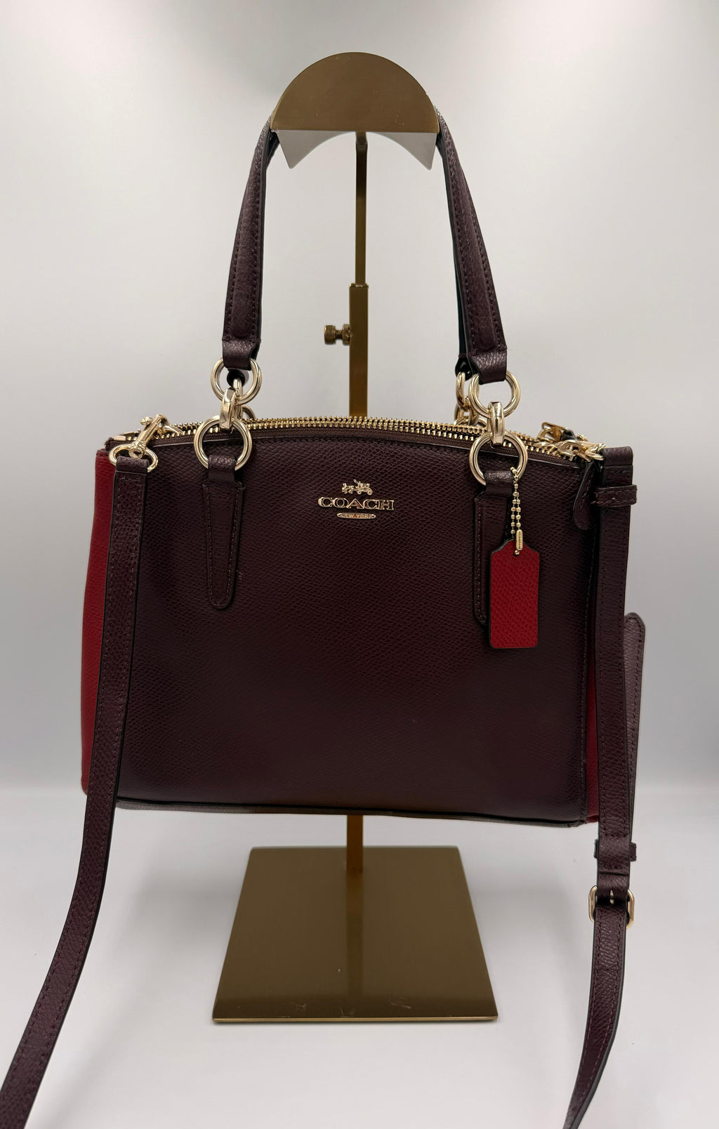 Coach Mini Christie Carryall Crossbody — Oxblood/Red Colorblock