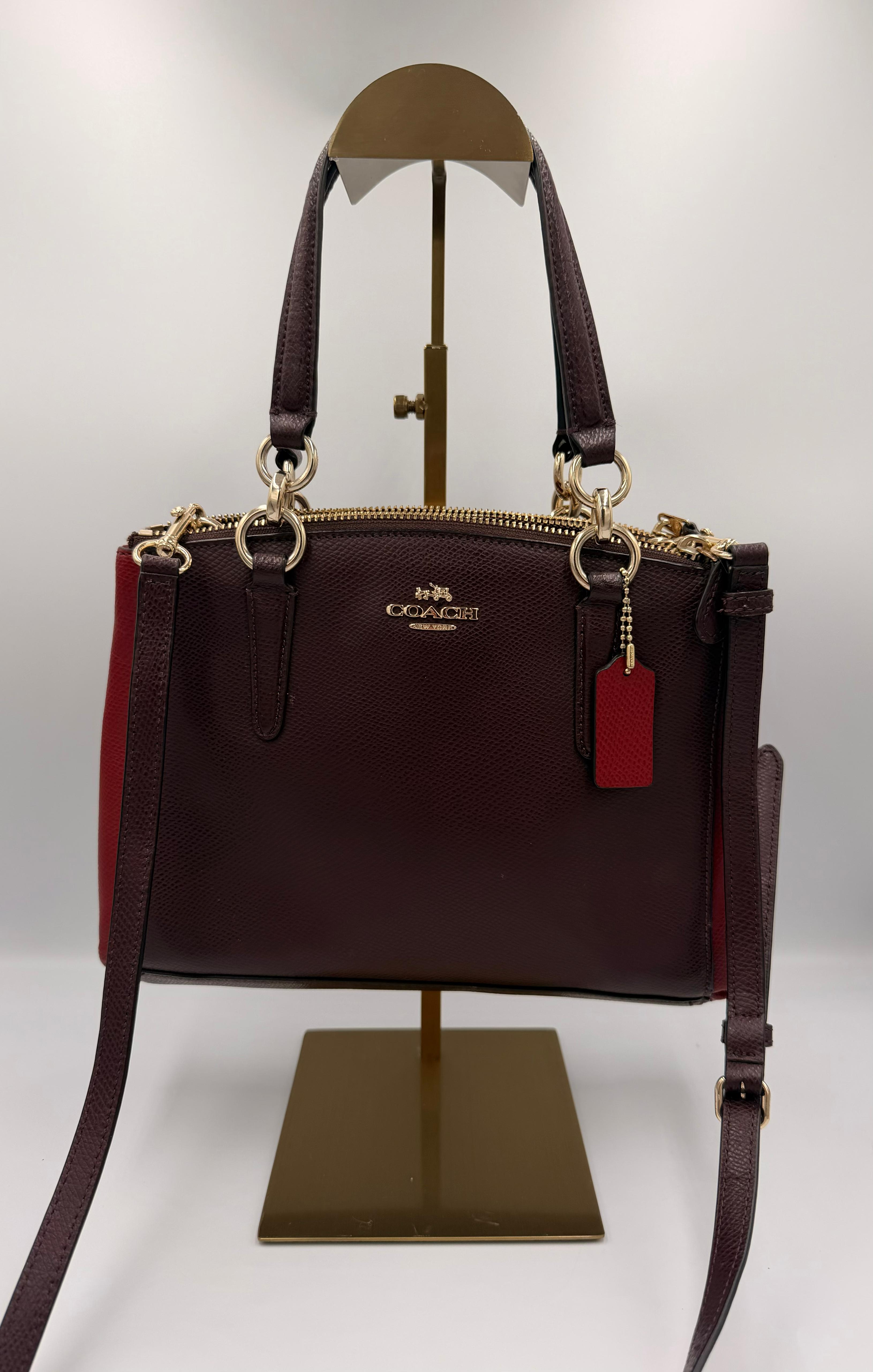 Coach Mini Christie Carryall Crossbody — Oxblood/Red Colorblock