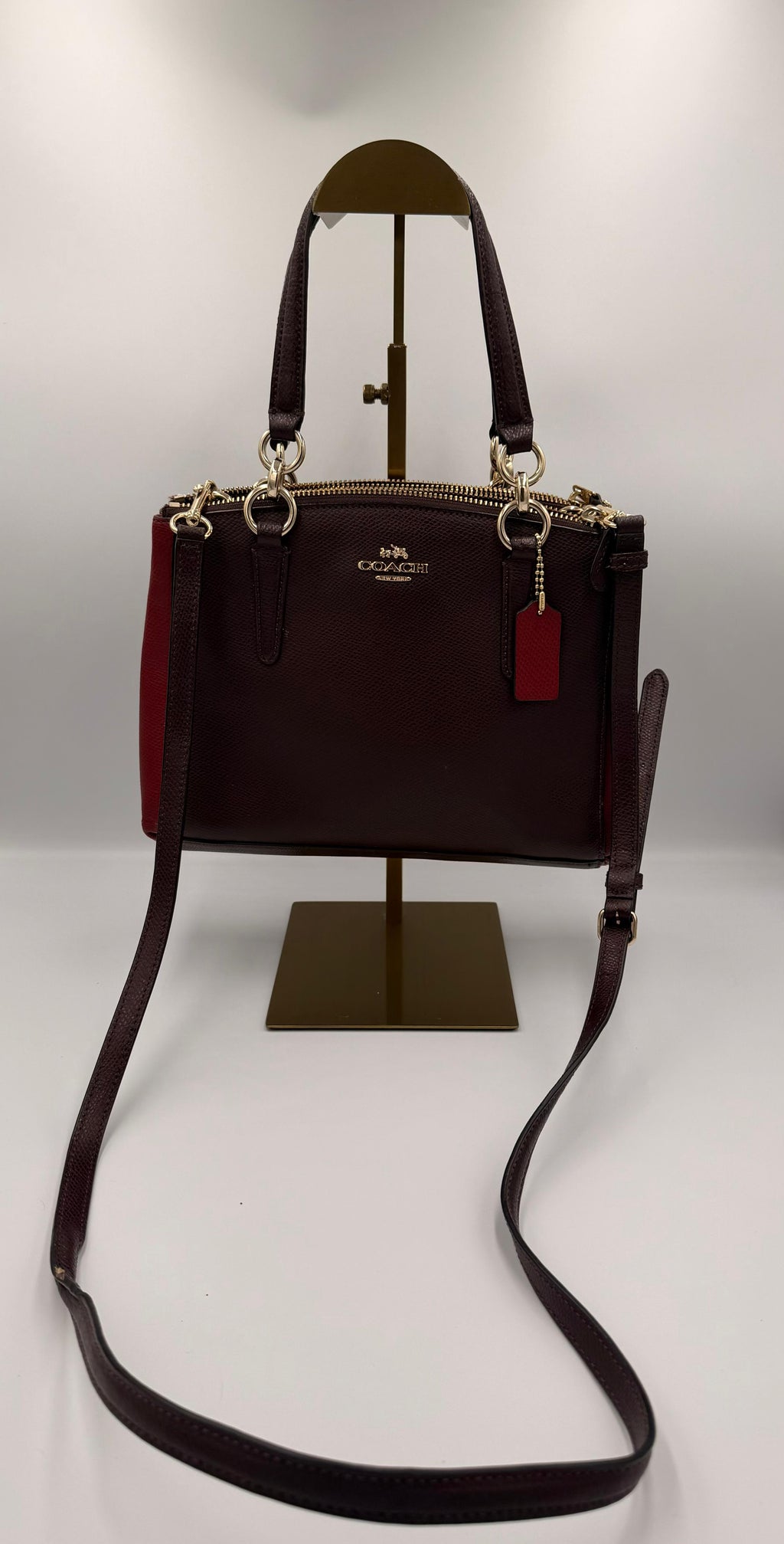Coach Mini Christie Carryall Crossbody — Oxblood/Red Colorblock