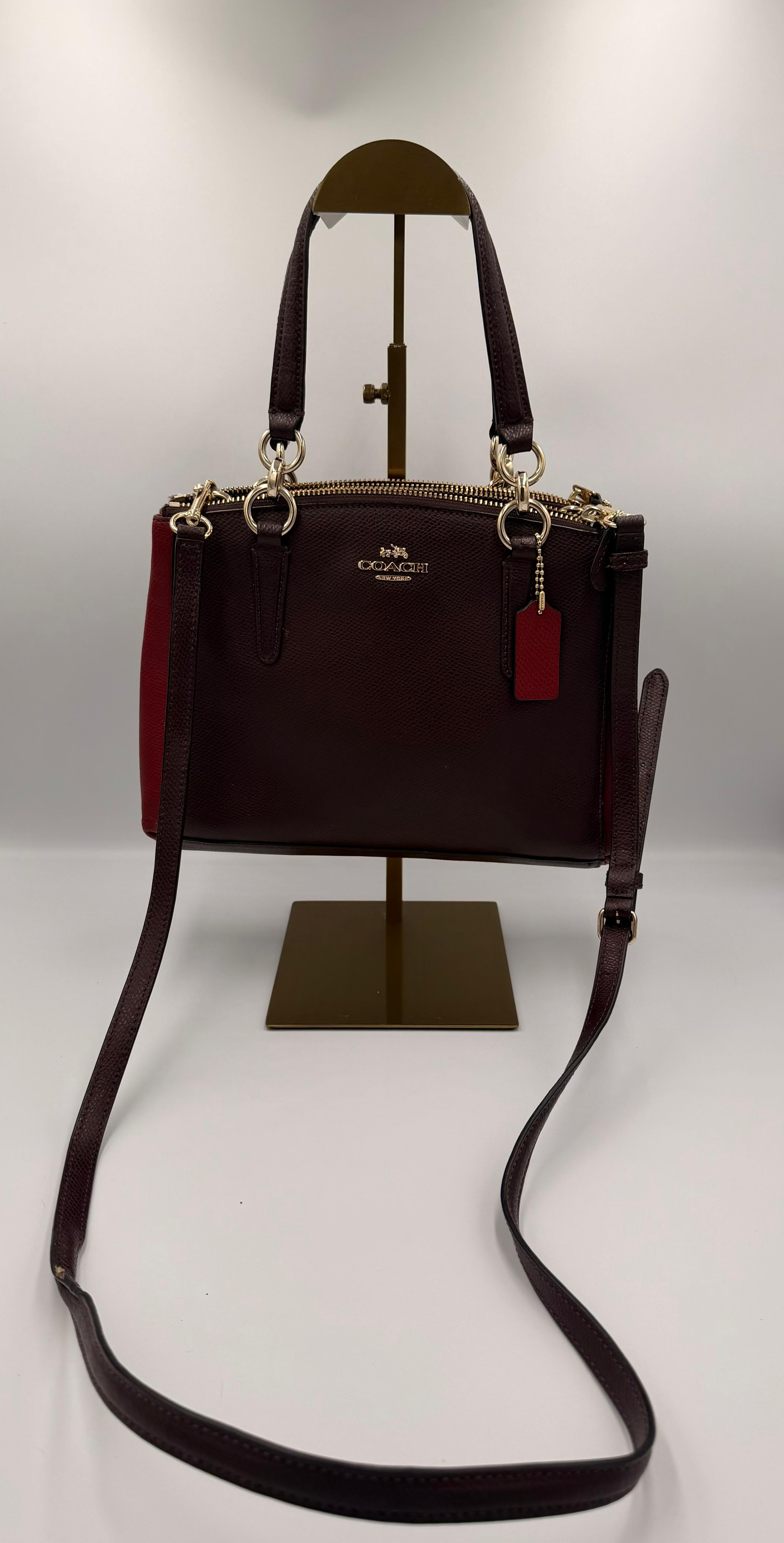 Coach Mini Christie Carryall Crossbody — Oxblood/Red Colorblock
