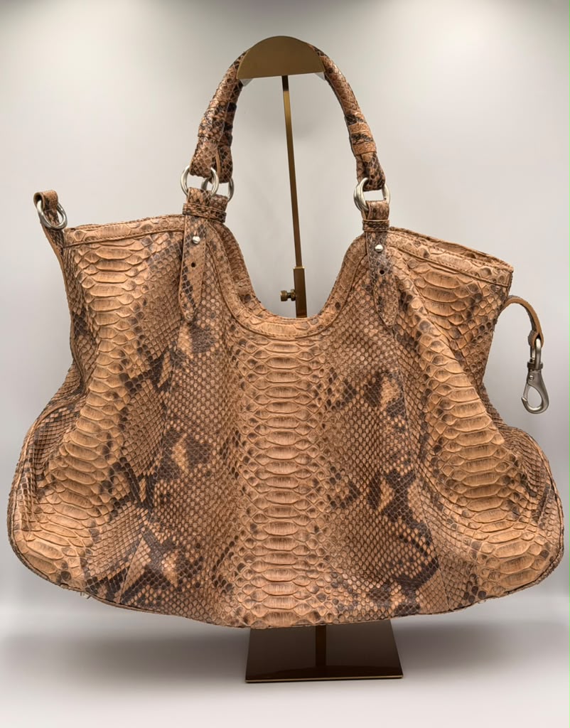Cole Haan Collection Genuine Python Tote — Natural Tan