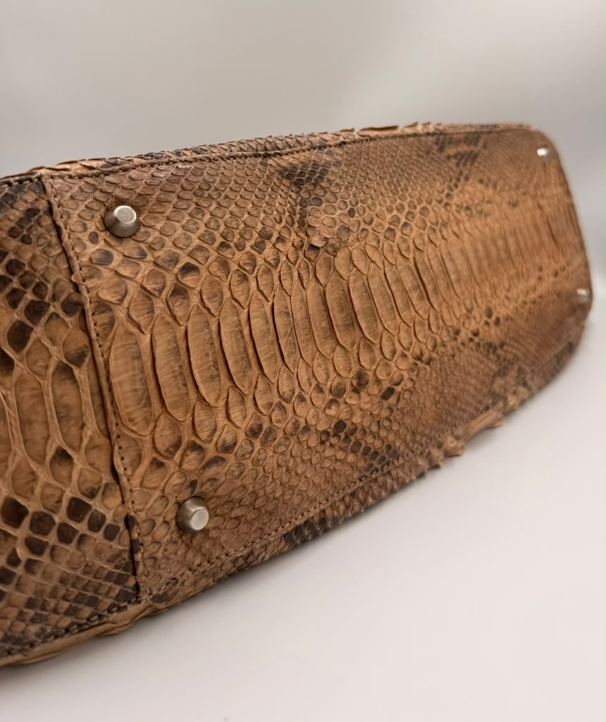 Cole Haan Collection Genuine Python Tote — Natural Tan