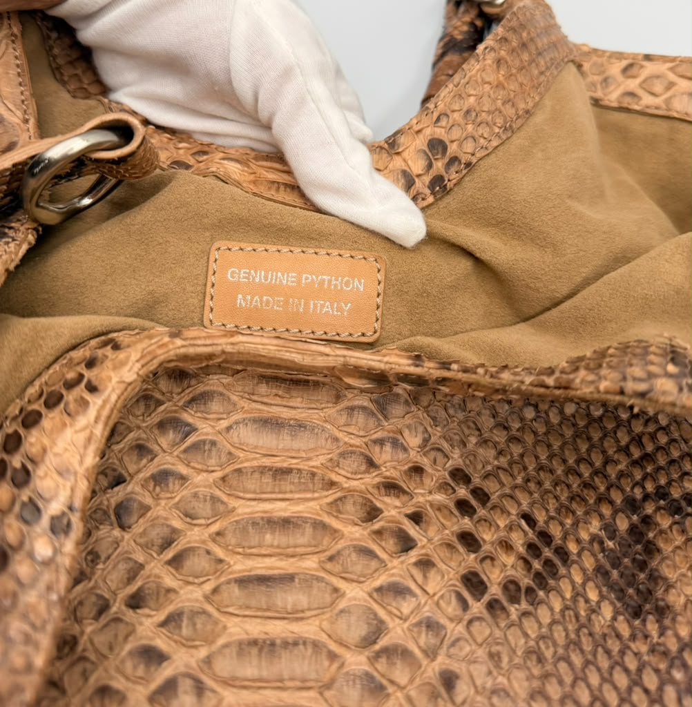 Cole Haan Collection Genuine Python Tote — Natural Tan