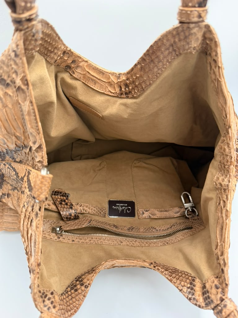 Cole Haan Collection Genuine Python Tote — Natural Tan