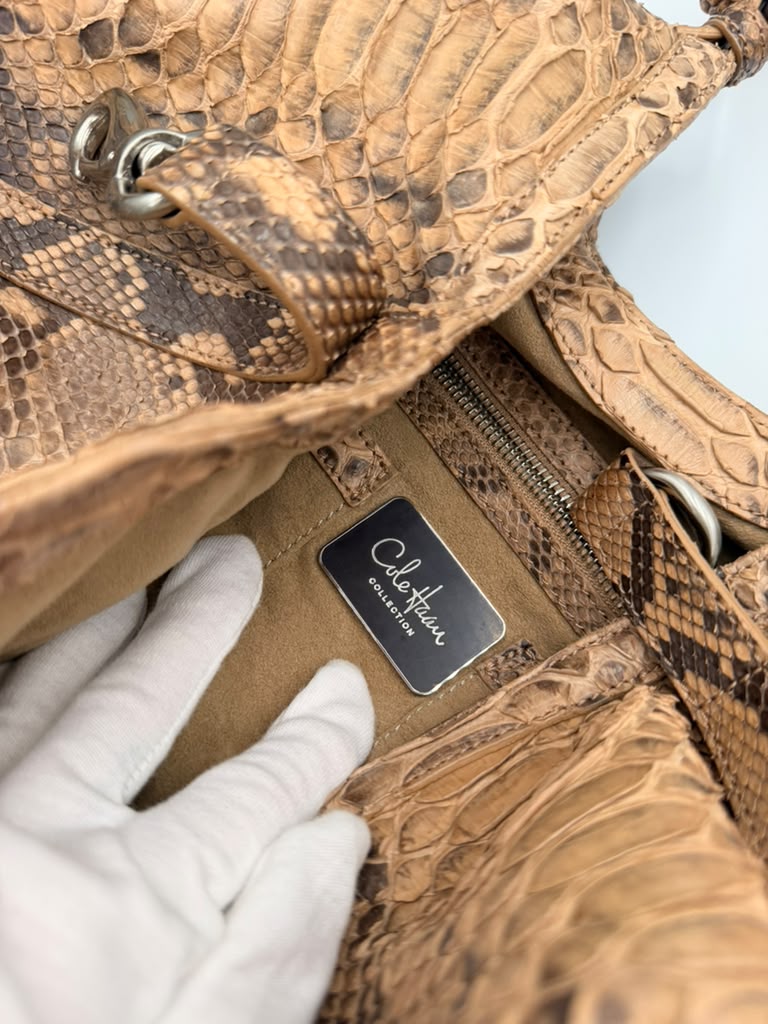Cole Haan Collection Genuine Python Tote — Natural Tan