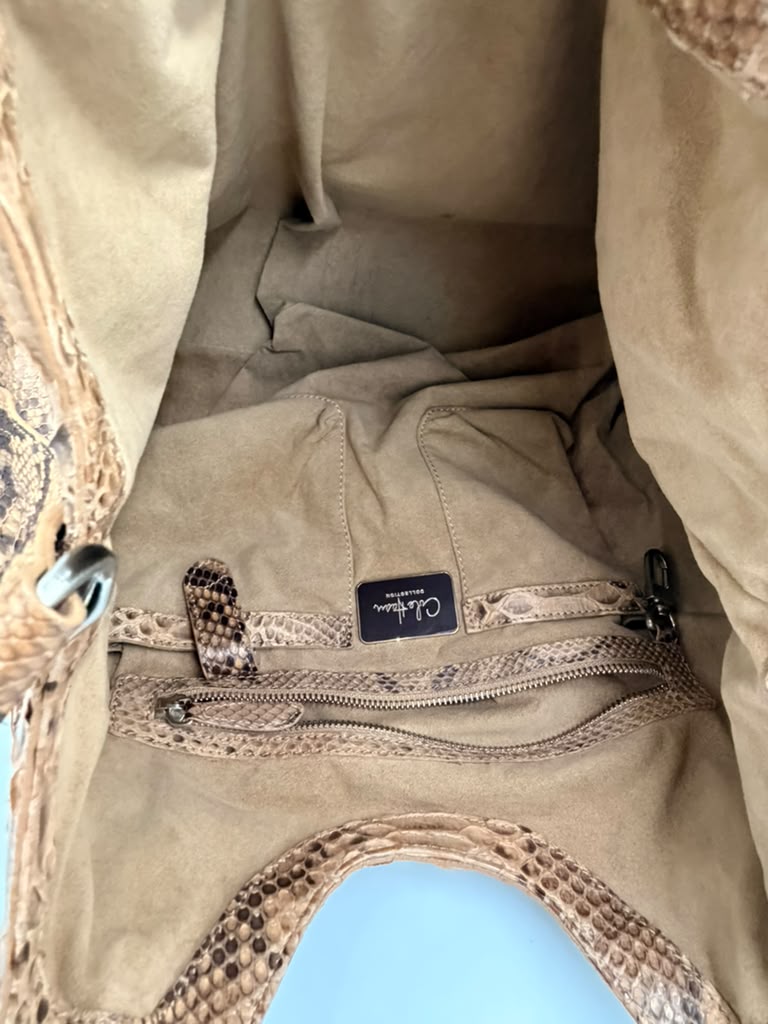 Cole Haan Collection Genuine Python Tote — Natural Tan