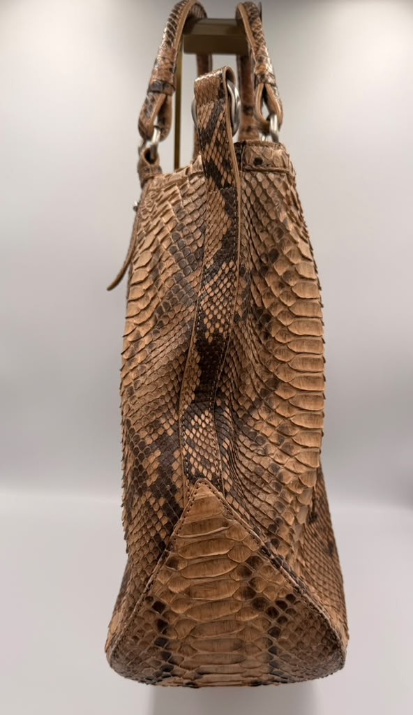 Cole Haan Collection Genuine Python Tote — Natural Tan