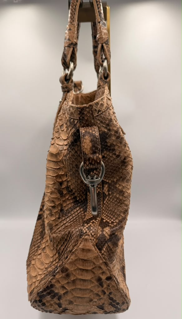 Cole Haan Collection Genuine Python Tote — Natural Tan