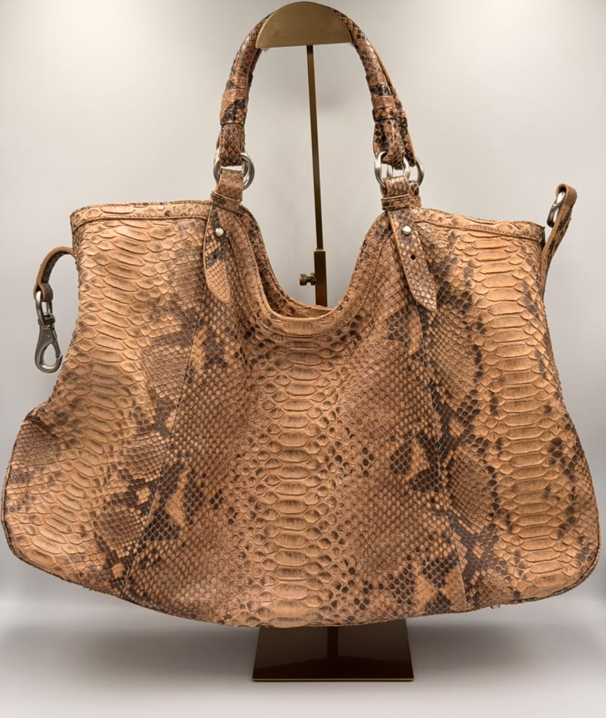 Cole Haan Collection Genuine Python Tote — Natural Tan
