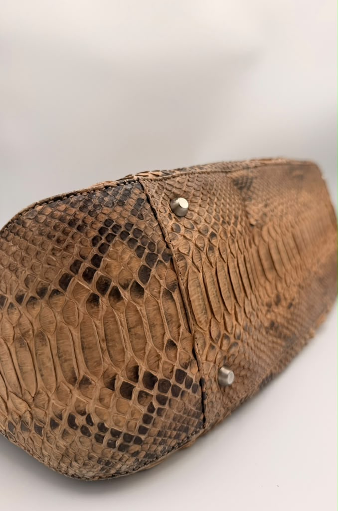 Cole Haan Collection Genuine Python Tote — Natural Tan
