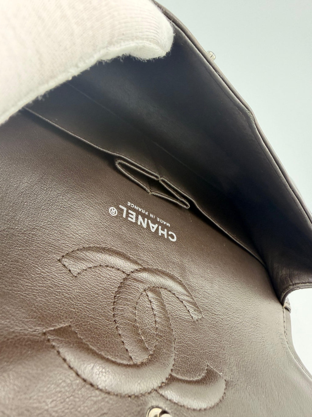 Chanel Classic Medium Double Flap Bag — Dark Brown Patent Leather