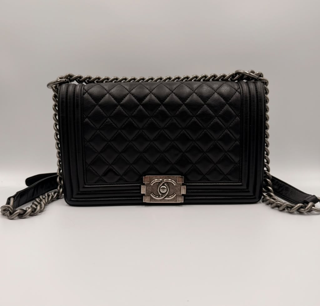 Chanel Boy Bag Old Medium — Black Quilted Calfskin, Ruthenium Hardware
