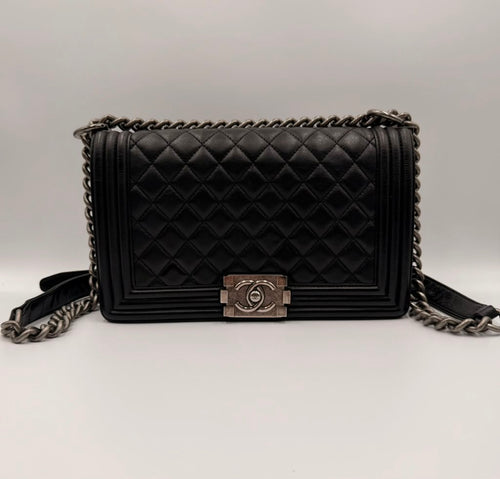 Chanel Boy Bag Old Medium — Black Quilted Calfskin, Ruthenium Hardware
