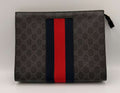 Gucci GG Supreme Web Pouch — Black/Grey