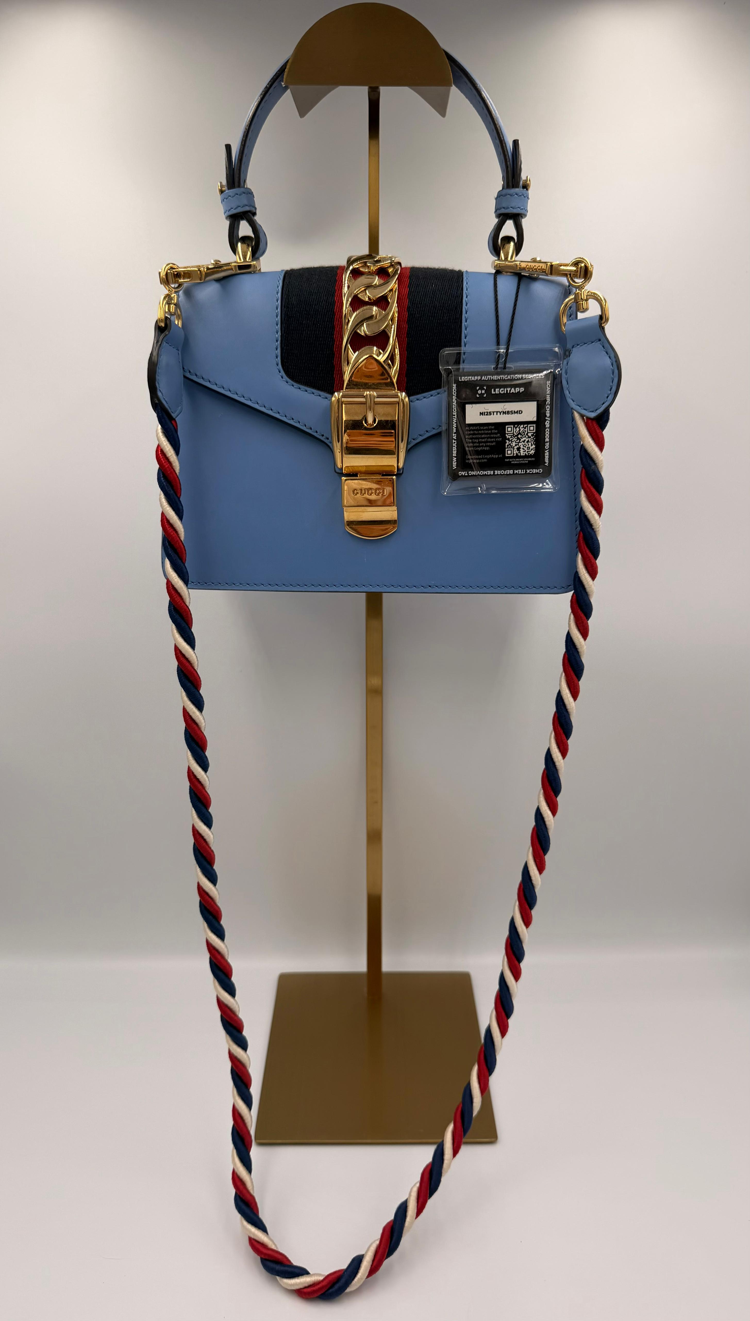 Gucci Sylvie Mini Top Handle Bag — Light Blue (c. 2018)