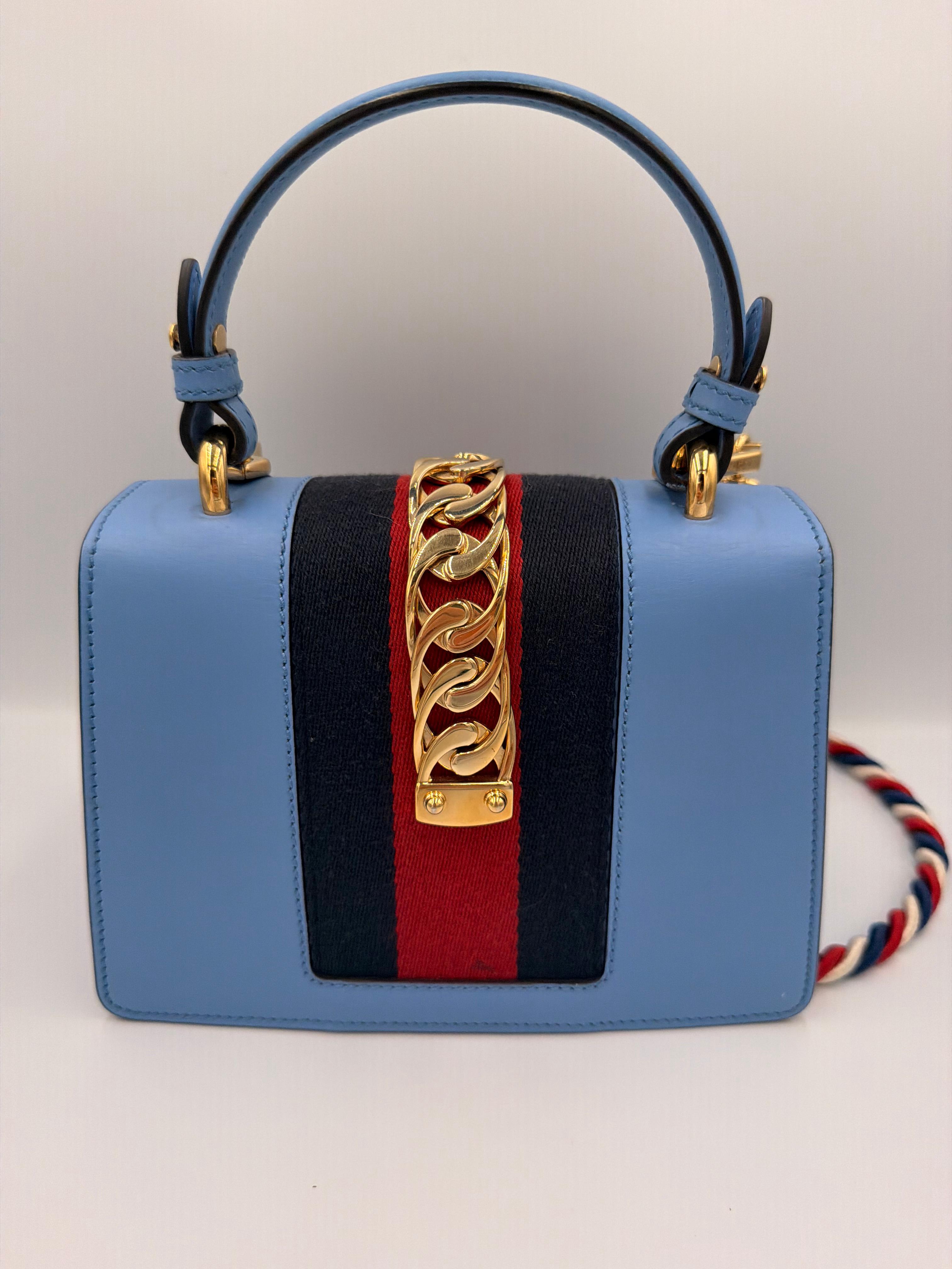 Gucci Sylvie Mini Top Handle Bag — Light Blue (c. 2018)