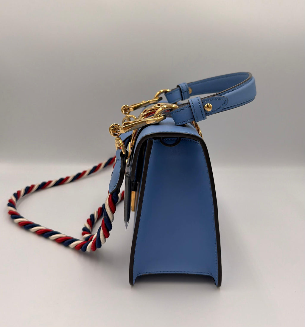 Gucci Sylvie Mini Top Handle Bag — Light Blue (c. 2018)