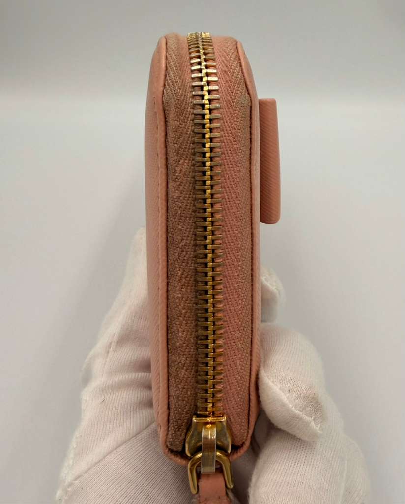 Prada Saffiano Leather Bow Zip Around Wallet — Cipria Pink