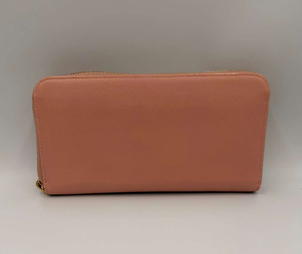 Prada Saffiano Leather Bow Zip Around Wallet — Cipria Pink