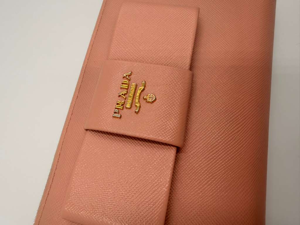 Prada Saffiano Leather Bow Zip Around Wallet — Cipria Pink