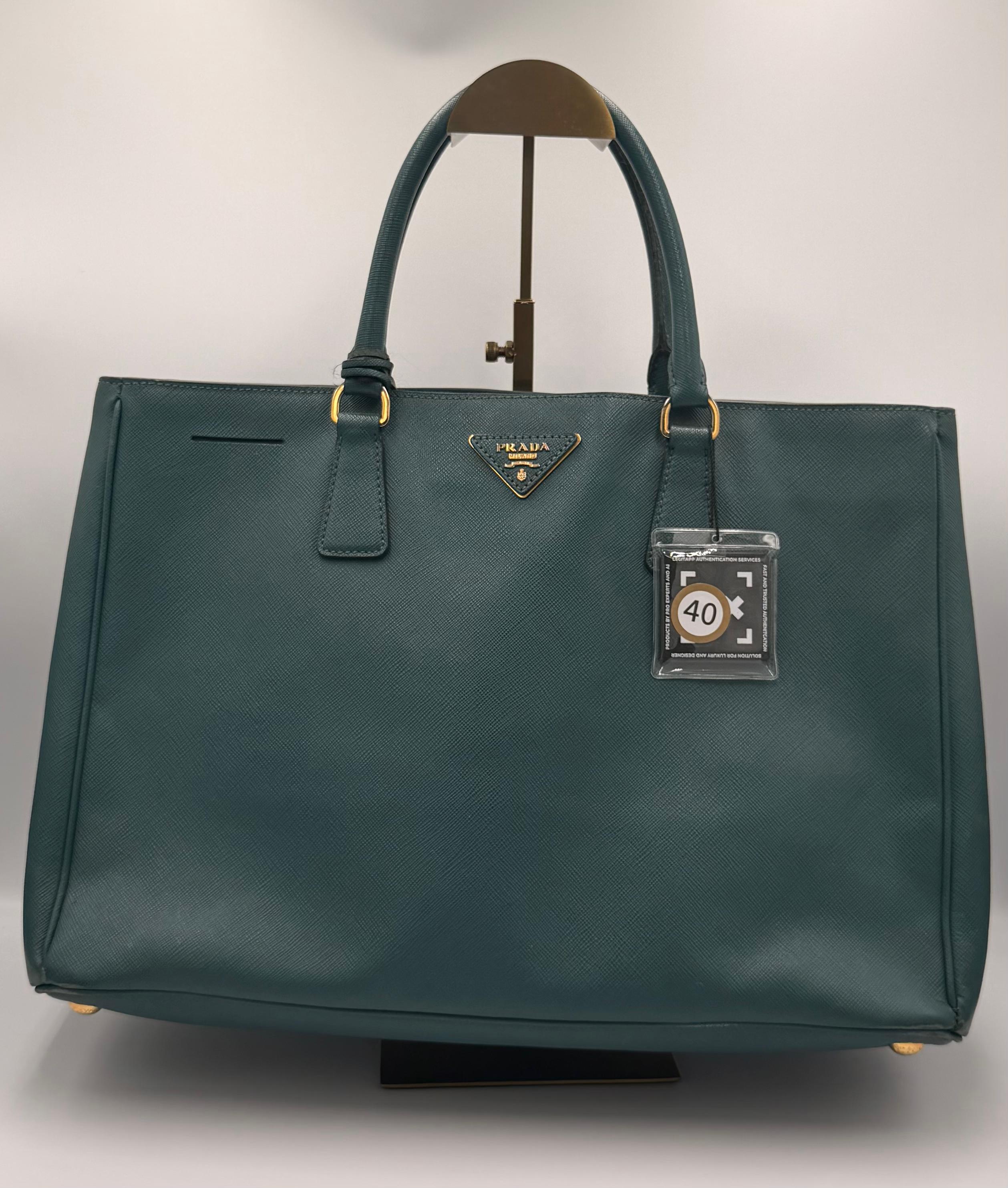 Prada Galleria Large Saffiano Tote — Teal