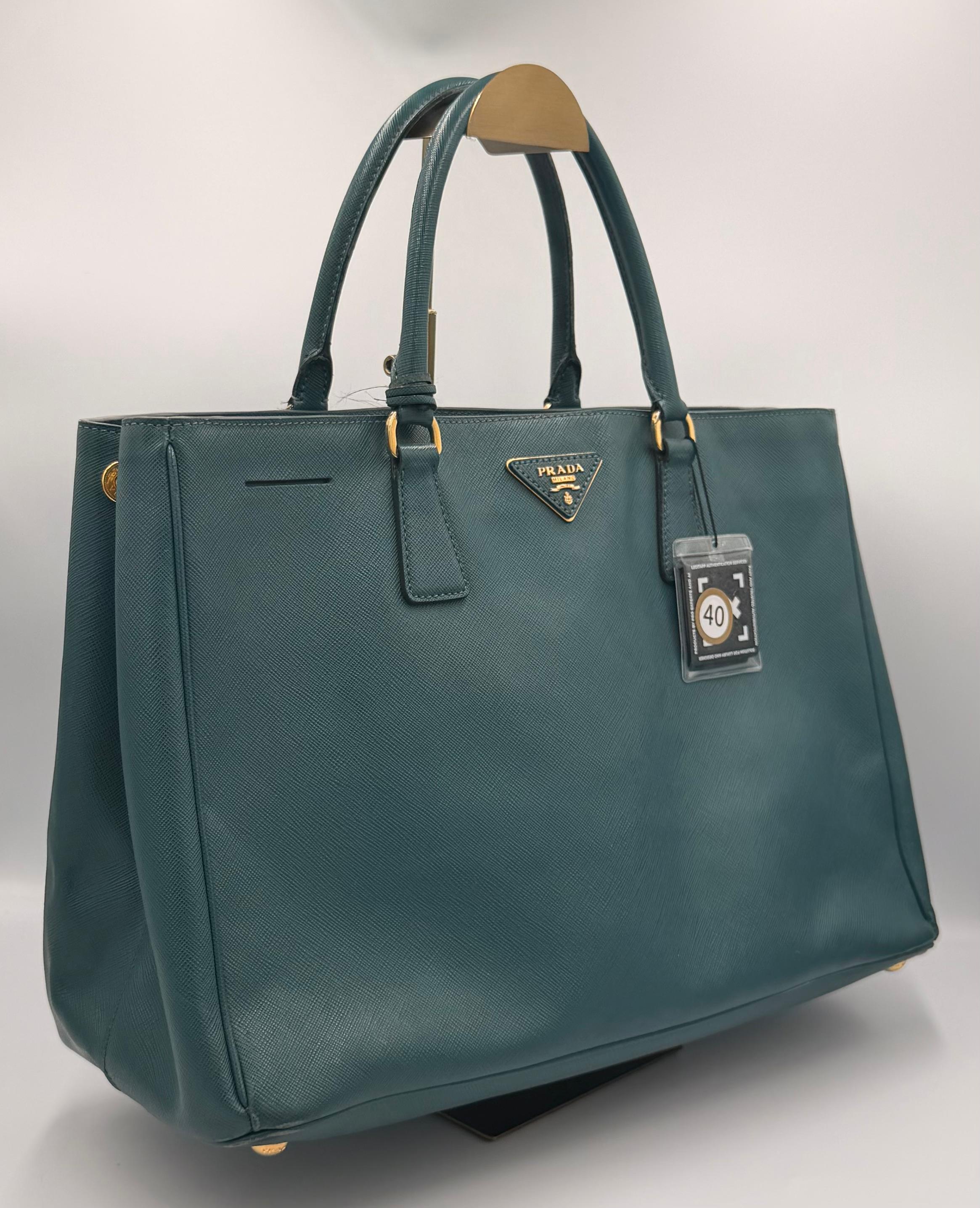 Prada Galleria Large Saffiano Tote — Teal