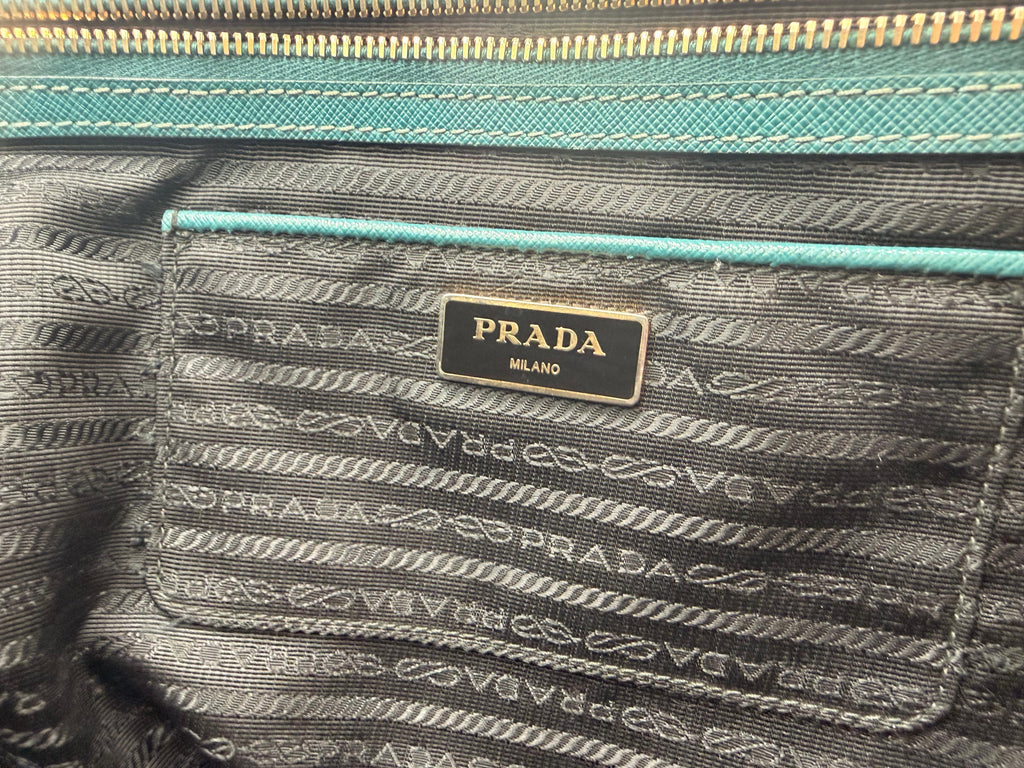 Prada Galleria Large Saffiano Tote — Teal