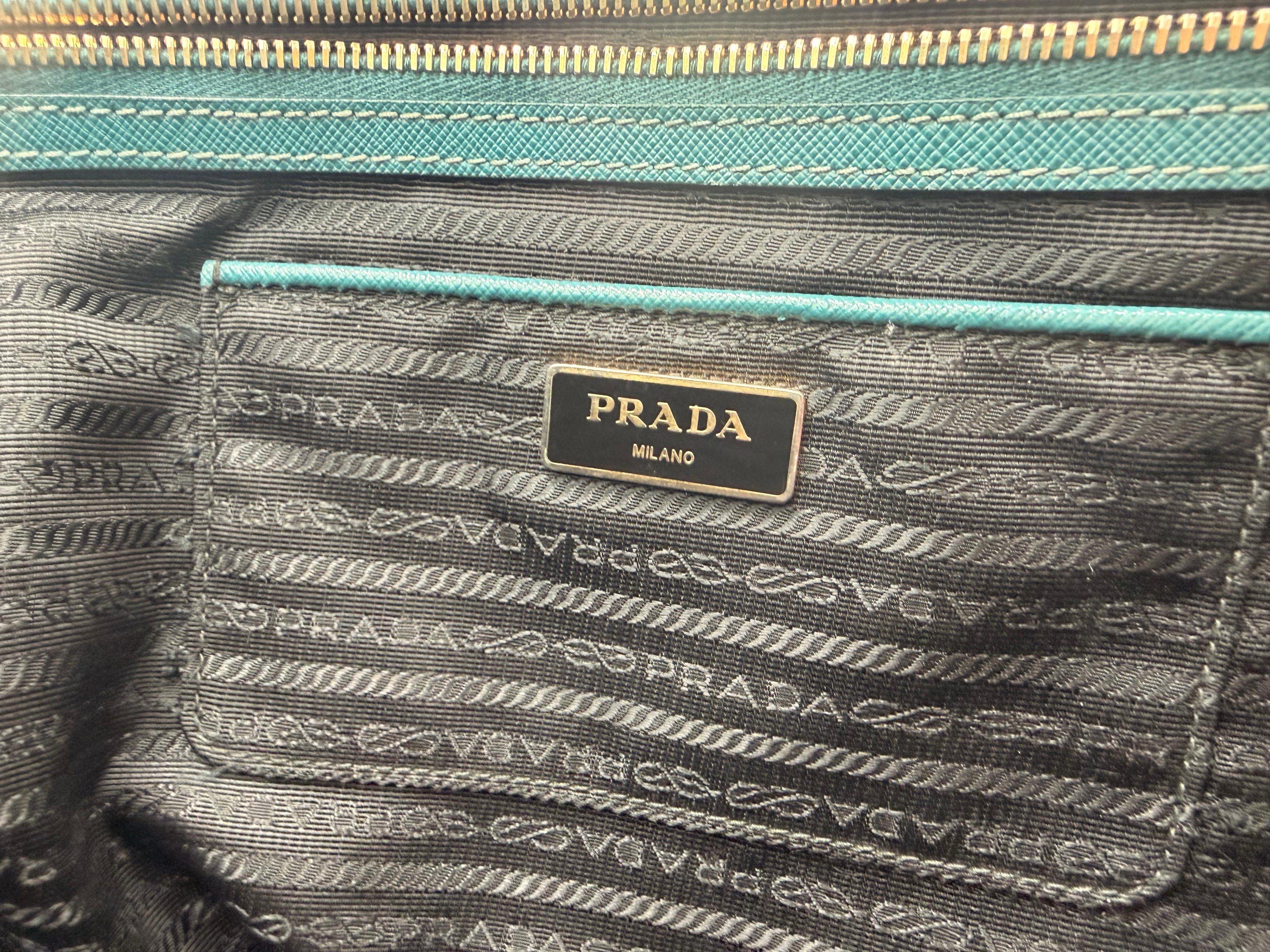 Prada Galleria Large Saffiano Tote — Teal