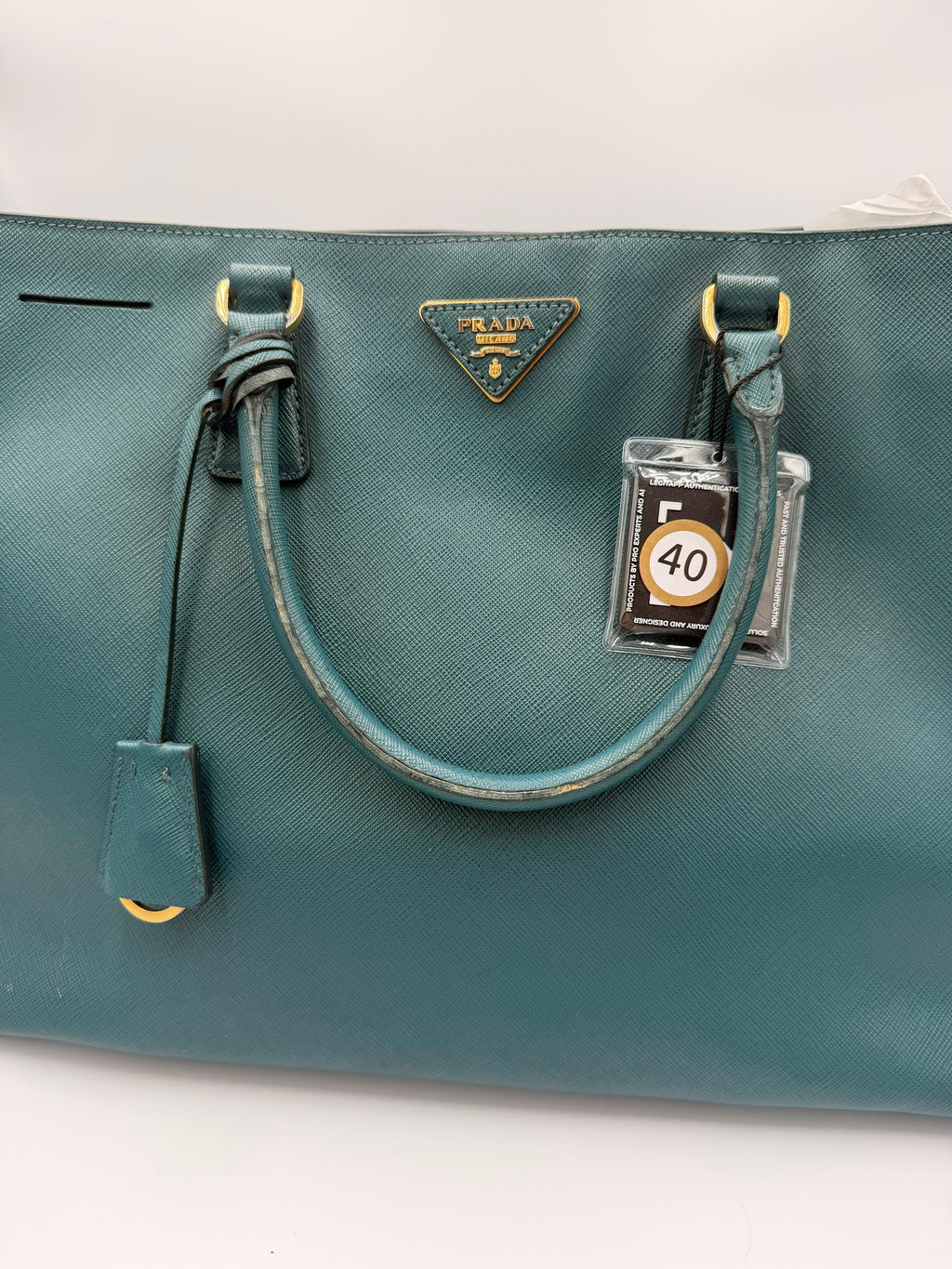 Prada Galleria Large Saffiano Tote — Teal
