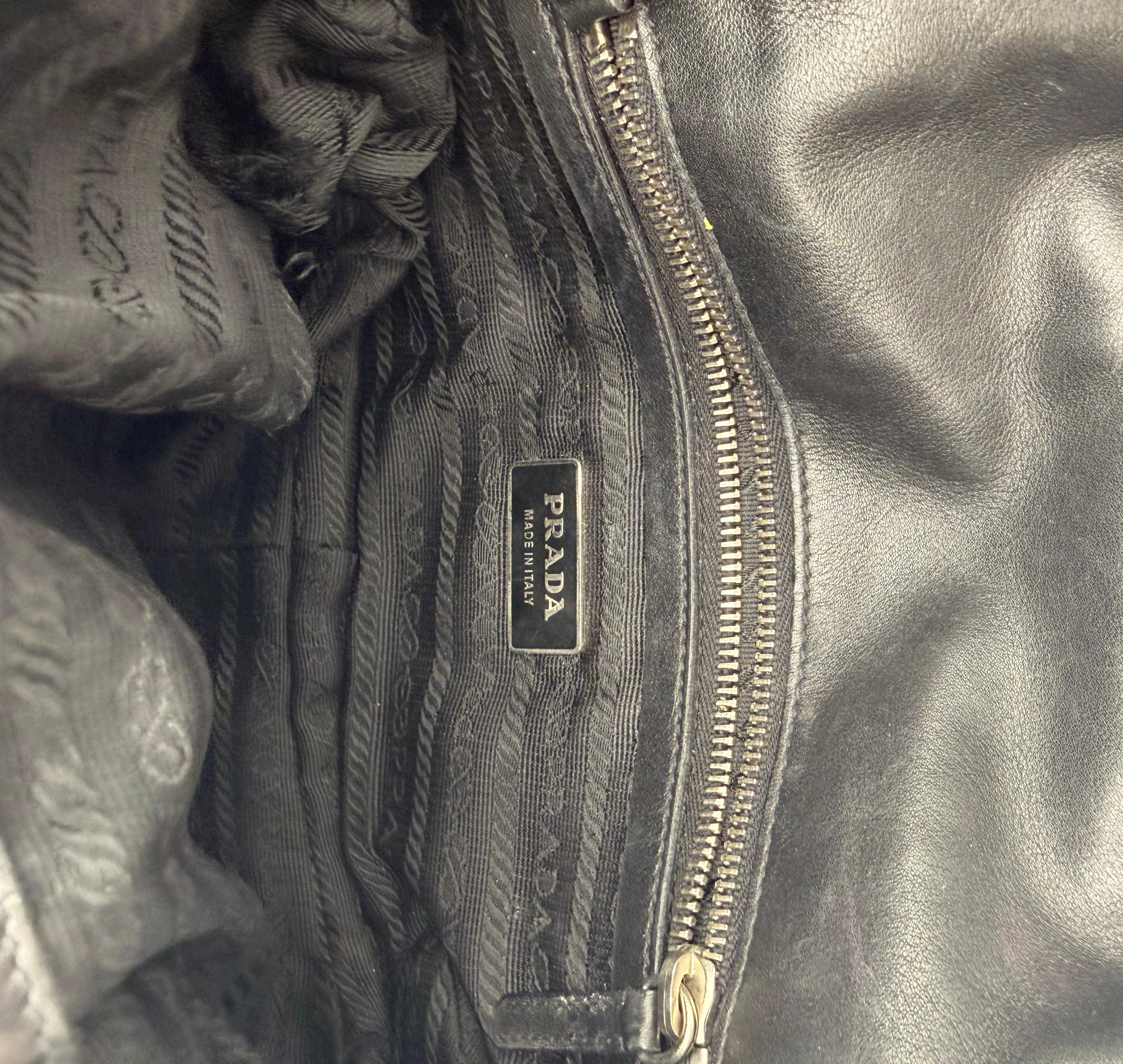 Prada Leather Push-Lock Shoulder Bag — Black