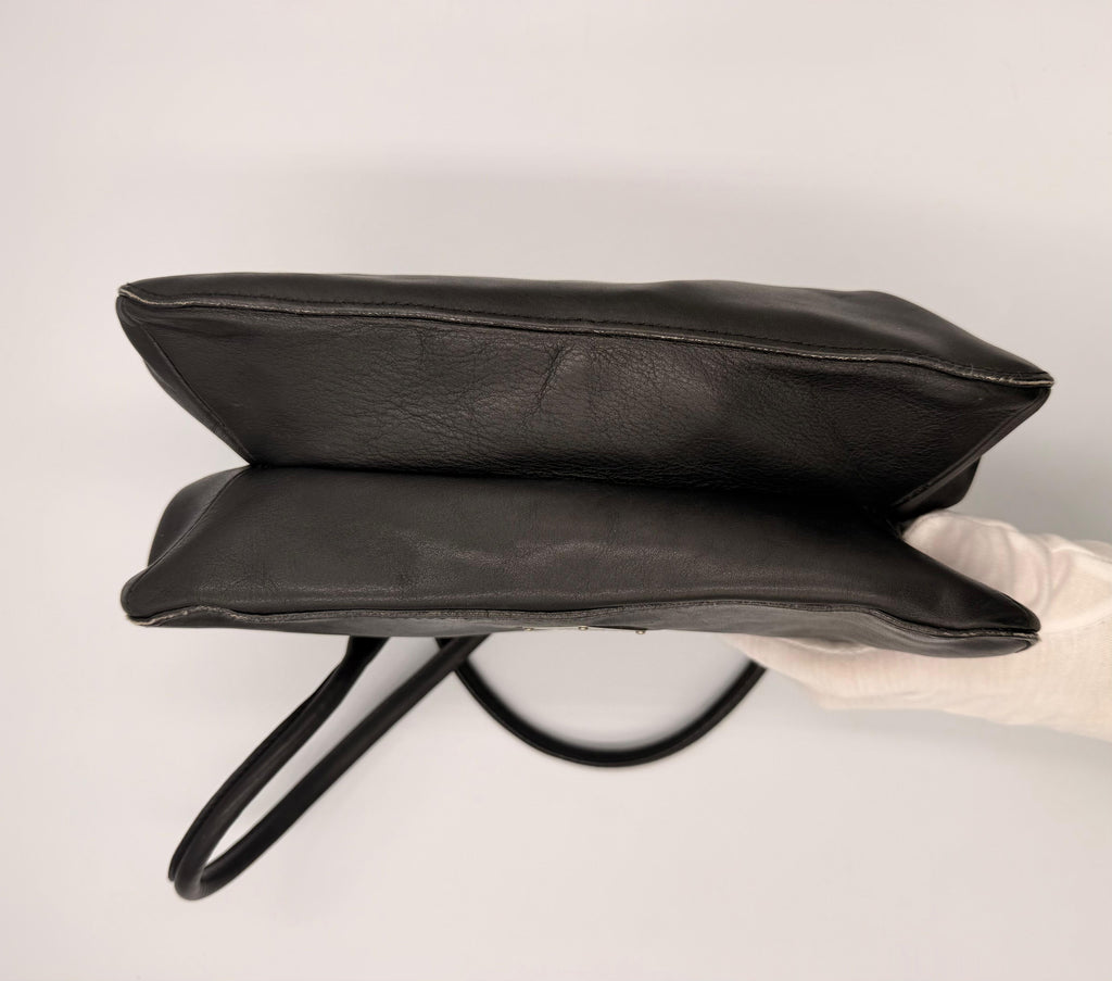 Prada Leather Push-Lock Shoulder Bag — Black
